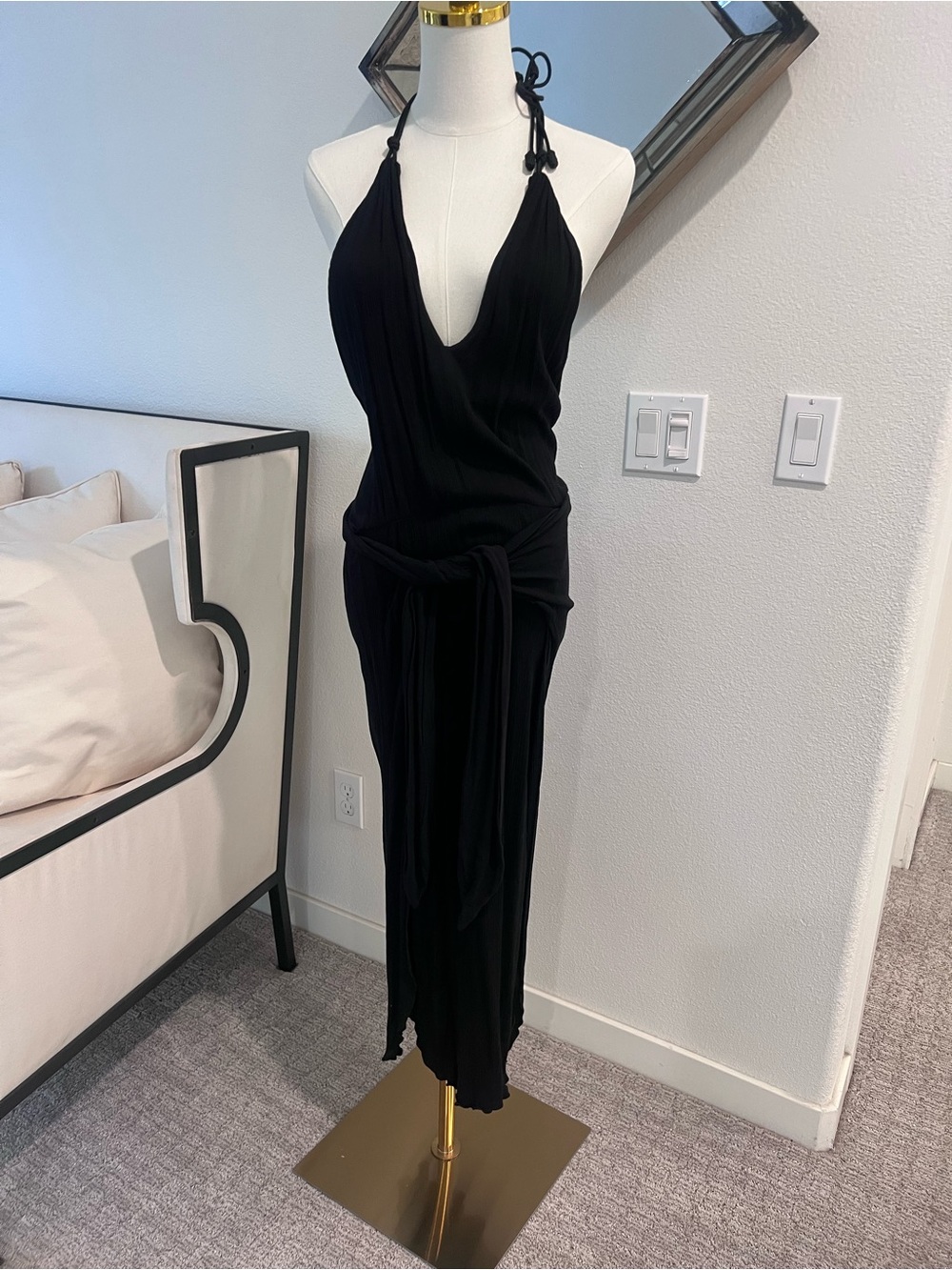 Women’s Black Halter Swim Coverup Dress